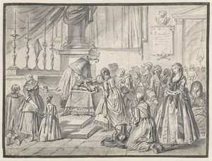 Kirkelig scene med korsdyrkelse langfredag af Charles Parrocel