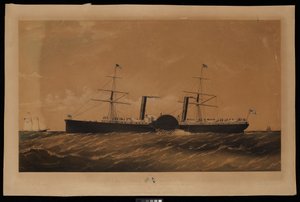 Atlantic Royal Mail Steam Navgn. Co. Steamer Adriatic... (litografi, med linnedbagside) af Charles Parsons