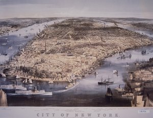 City of New York, trykt og udgivet af N. Currier af Charles Parsons