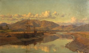 Old Wigtown Quay and Cairnsmuir, ca. 1890 (olie på lærred)