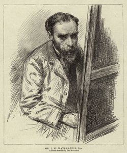 Mr J W Waterhouse, RA (litho) af Charles Paul (after) Renouard