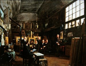 Møde i bestyrelsen for Artesian Society of the Arts Friends, efter 1874 af Charles Paul Etienne Desavary