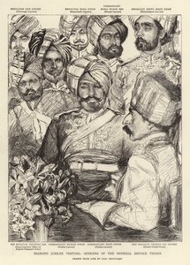 Diamantjubilæumsbesøgende, officerer fra de kejserlige tjenestetropper af Charles Paul Renouard