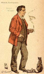 François Coppée ryger en cigaret og med katte af Charles Paul Renouard