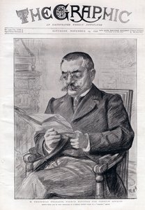 Portræt af Theophile Delcasse (1852-1923), fransk politiker og udenrigsminister. af Charles Paul Renouard