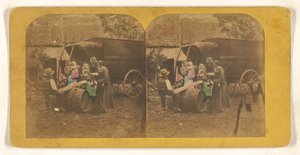 [Familiegruppe foran en vogn, far og barn på provisorisk vippe]. af Charles Peeters
