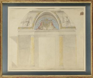 Studie til udsmykning af tronen i Palais des Tuileries af Charles Percier
