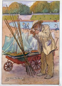 Bådhandleren ved Tuilerierne i 1909 Tegning af Charles Pezeu dit Carlopez (20. århundrede) af Charles Pezeu Carlopez