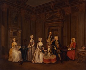 Portræt af Algernon Seymour, Lord Hertford (senere 7. hertug af Somerset) med oberst Tomkins Wardour, oberst Browne, Lord Beauchamp, Frances, Lady Hertford, Lady Elizabeth Seymour og Miss Herbert