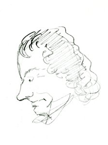 Selvportræt, ca. 1843 (blyant på papir) (s/h foto) af Charles Pierre Baudelaire