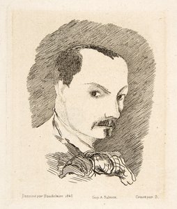 Selvportræt af Charles Baudelaire, pub. 1869 (radering) af Charles Pierre Baudelaire