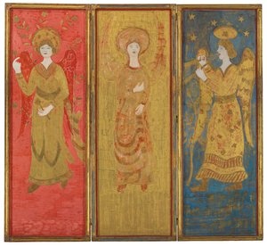 Tre-panelskærm (omvendt), c.1916-17 (olie- og guldblad på gessoed træ)