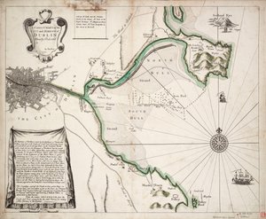 Et korrekt kort over byen og havnen i Dublin, Irland af Charles Price