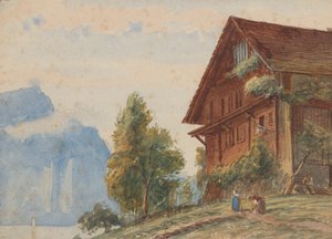 Chalet med figurer