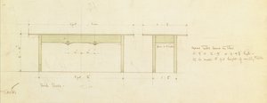 Design til et spisebord og et lille bord (akvarel) af Charles Rennie Mackintosh