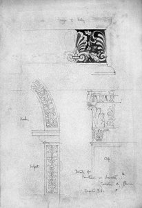 Detaljer om Fountain in Lavatory, Certosa di Pavia, 1891 (Blyant og grå vask på papir) af Charles Rennie Mackintosh
