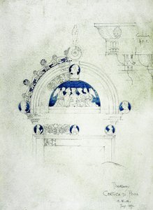 Døråbning, Certosa di Pavia, 1891 (blyant og akvarel på papir) af Charles Rennie Mackintosh