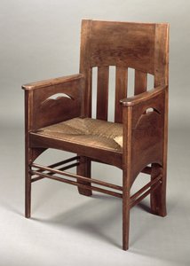 Eg lænestol, ca. 1897 (egetræ og siv)