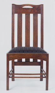 Sidestol, en af et par, lavet til Miss Cranstons Argyle Street Tearooms, Glasgow, 1896 (eg) af Charles Rennie Mackintosh