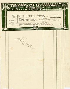 Papirdesign til John Orr & Sons, Glasgow, ca. 1894-1898 (trykt papir) af Charles Rennie Mackintosh