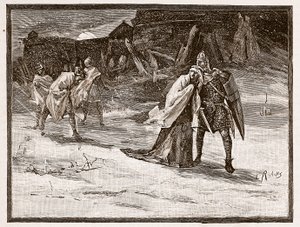 Flight of Matilda fra Oxford Castle, illustration fra 