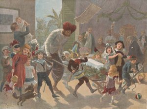 The Yule Log in India — Bringing in the Ice, fra The Graphic Christmas Numb..., 2. december 1889. af Charles Roberts
