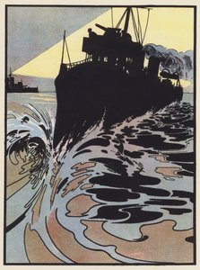 En destroyer forsøger at flygte fra Searchlight af Charles Robinson
