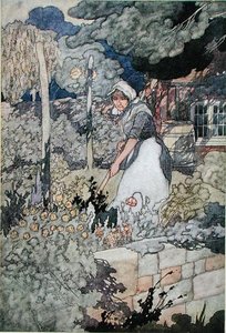 En hyttehave, udgivet 1912 (farve litho) af Charles Robinson