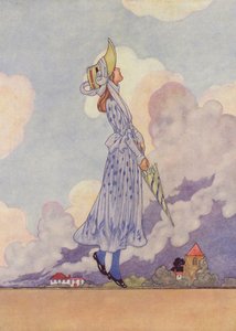 Et solbeskinnet brusebad varer ikke en halv time (farvelitografi) af Charles Robinson