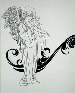 Engel og baby, illustration fra 