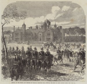 Prins og prinsesse af Wales ankommer til Melford Hall, Suffolk, Lord Alfred Pagets sæde