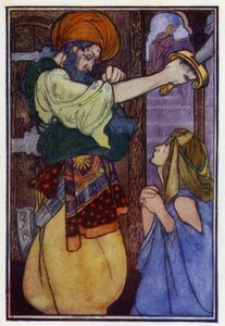 Blå skæg (farve litho) af Charles Robinson