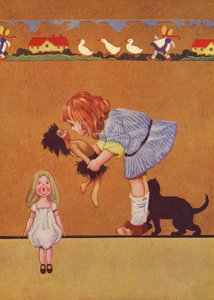 Kissing goes by favour (farvelitografi) af Charles Robinson