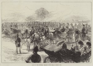 Gennemgang af husholdningsbrigaden af dronningen i Bushey Park af Sir John Charles Robinson
