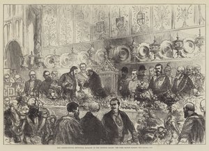 Den internationale kommunale banket i Mansion House, overborgmesteren bestod Loving Cup
