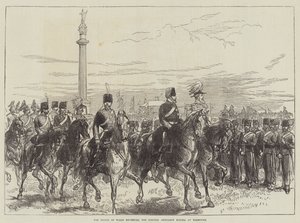 Prinsen af Wales gennemgår Norfolk Artillery Militia i Yarmouth af Sir John Charles Robinson