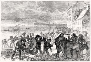 Tay Bridge Disaster: Vragstykker kastet op på stranden ved Broughty Ferry af Charles Robinson
