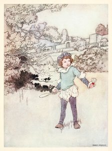 "This fair child of mine" frontispice fra "A Revival - When Forty Winters Shall Besiege Thy Brow" i The Songs and Sonnets of William Shakespeare af Charles Robinson