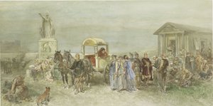 Markedsplads med romere og batavere af Charles Rochussen