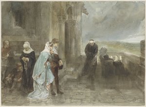 På udkig, scene fra det 12. århundrede af Charles Rochussen