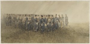 Pause for en bataljon infanteri på heden af Charles Rochussen