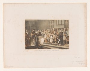 Præst læser for Karl den Store Oplæsning for Karel den Groote (titel på objekt) af Charles Rochussen