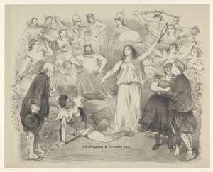 Scene fra stykket Sandhed og Løgn Meddelelser om balletter og skuespil opført i Amsterdam City Theatre (serietitel) af Charles Rochussen