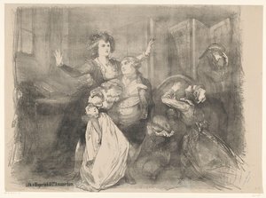 Scene fra scenedrama Marie Antoinette Meddelelser om balletter og skuespil opført i Amsterdam City Theatre (serietitel) af Charles Rochussen