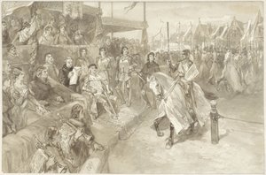 Turneringsspil i Haarlem, illustration af episode fra De Roos van Dekama af Charles Rochussen