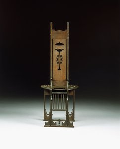 En sidestol, med gennembrudt design, ca. 1899 (udskåret eg) af Charles Rohlfs