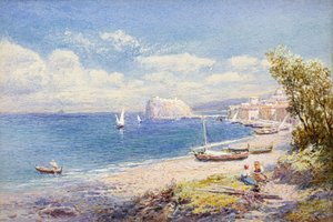 Napolibugten (akvarel) af Charles Rowbotham