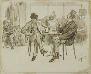 Café Scene af Charles Samuel Keene