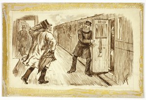 Mand fanger tog af Charles Samuel Keene