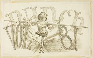 Studie til titelside fra Punch, bind 81 af Charles Samuel Keene